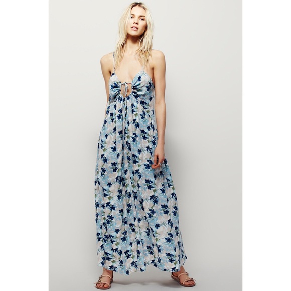 Free People Dresses & Skirts - Free People Mulberry Blue Floral Maxi Dress